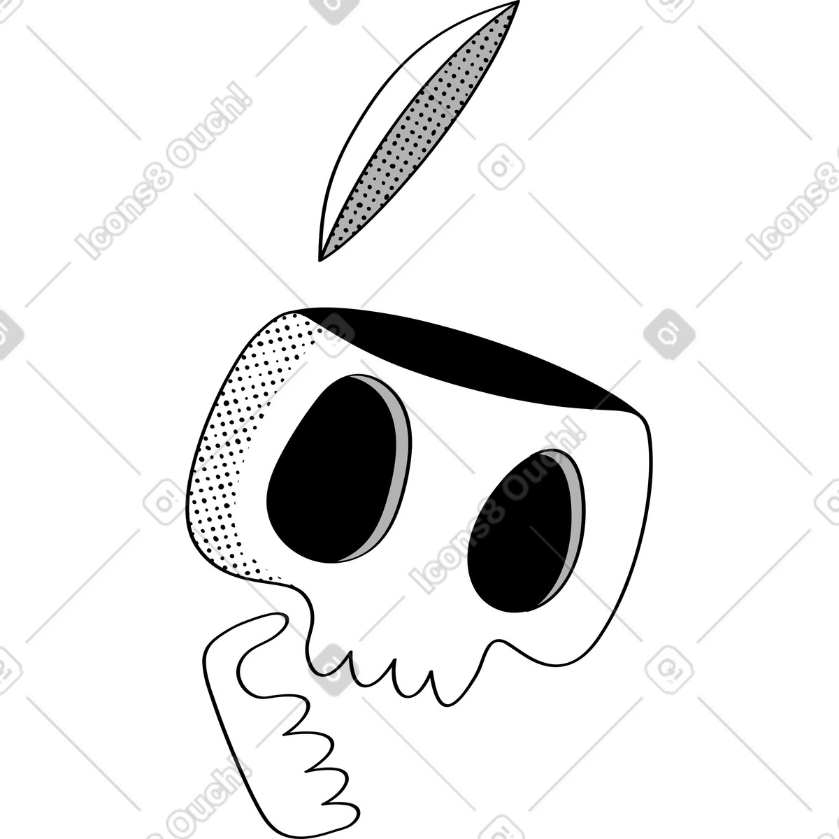 Schädel-Illustration im Looney-Stil als Download in PNG, SVG