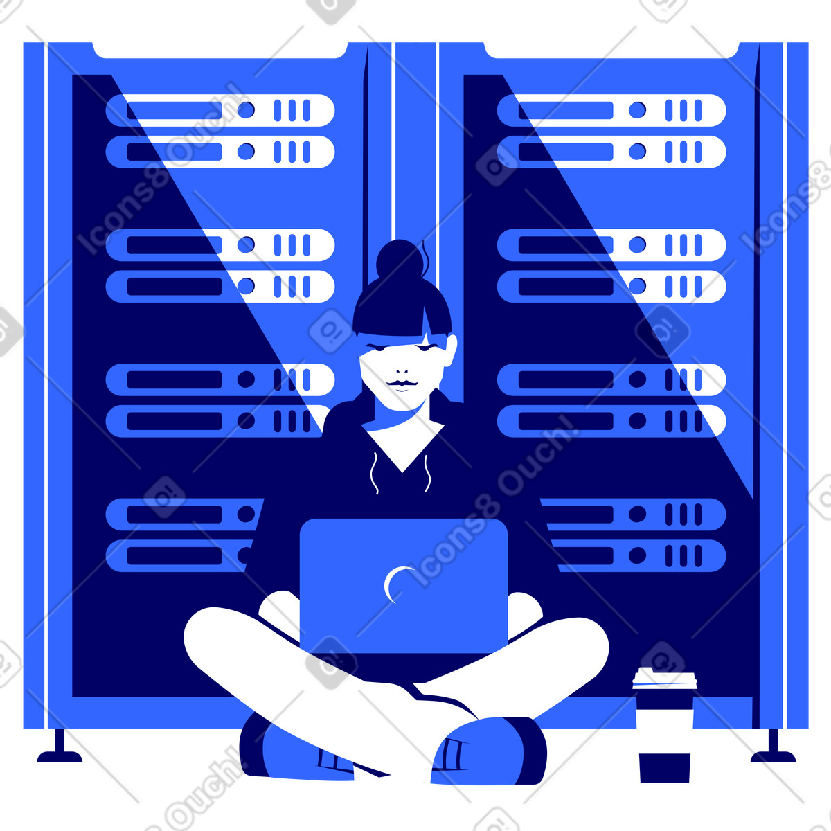 Lavora in una sala server illustrazione stile Lounge scarica PNG, SVG