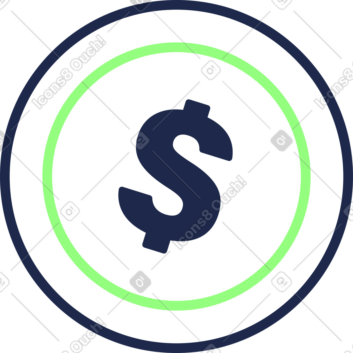 Outline 스타일의 달러 동전 일러스트레이션 PNG, SVG 다운로드