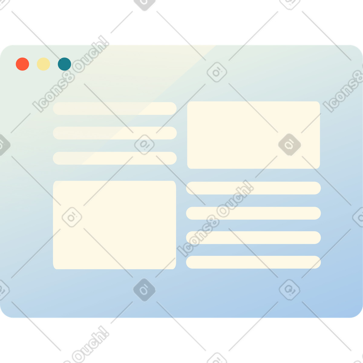 Browser window animated illustration in GIF, Lottie (JSON), AE