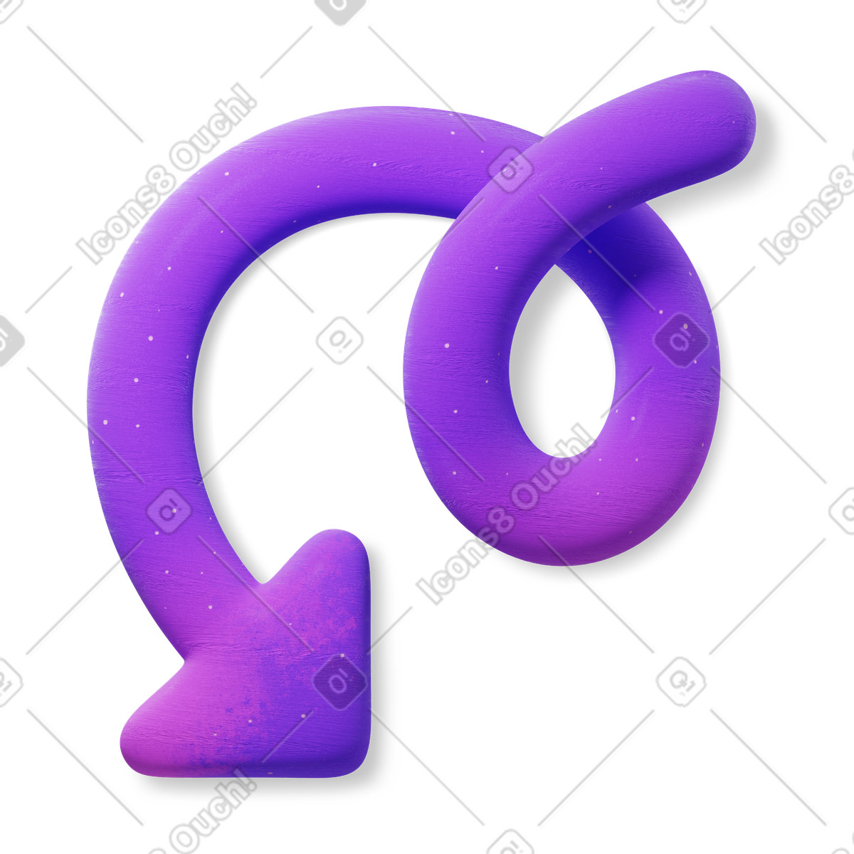 Microsoft Fluent illustration 스타일의 보라색 3d 화살표 일러스트레이션 PNG, SVG 다운로드