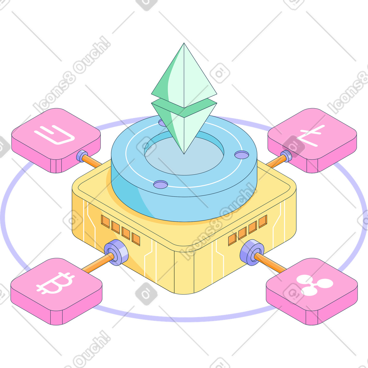 Crypto platform diagram illustration in PNG, SVG
