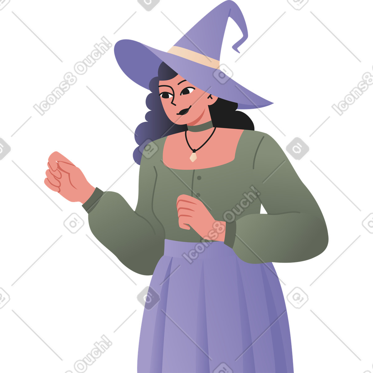 Witch holding something illustration in Coworking style download in PNG, SVG