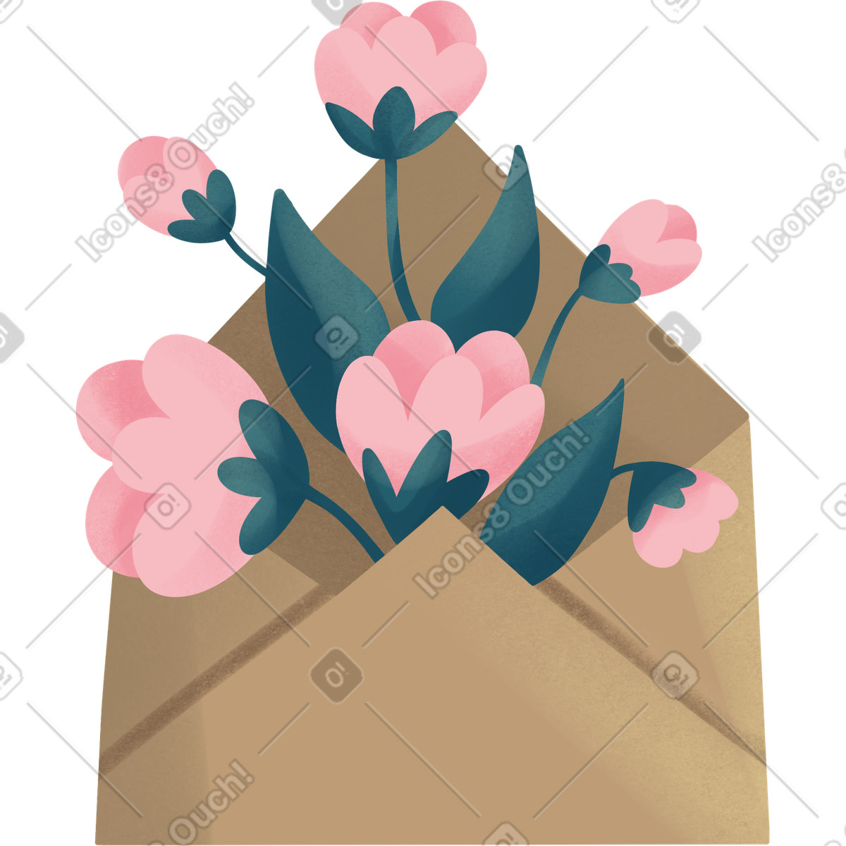 Illustration Envelope with flowers dans le style Shine à télécharger aux formats PNG, SVG