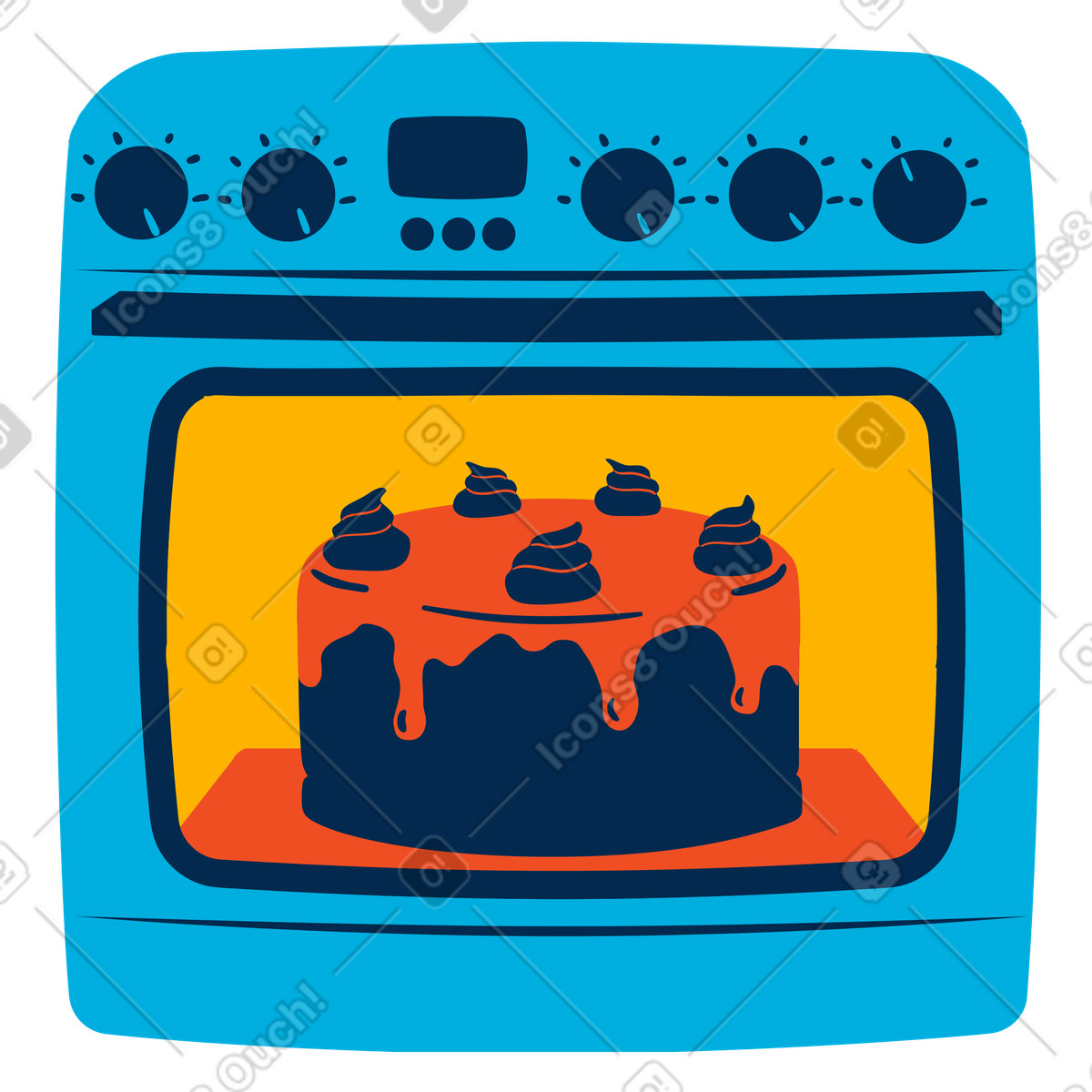 Illustration Faire cuire un gâteau au four dans le style Flame à télécharger aux formats PNG, SVG