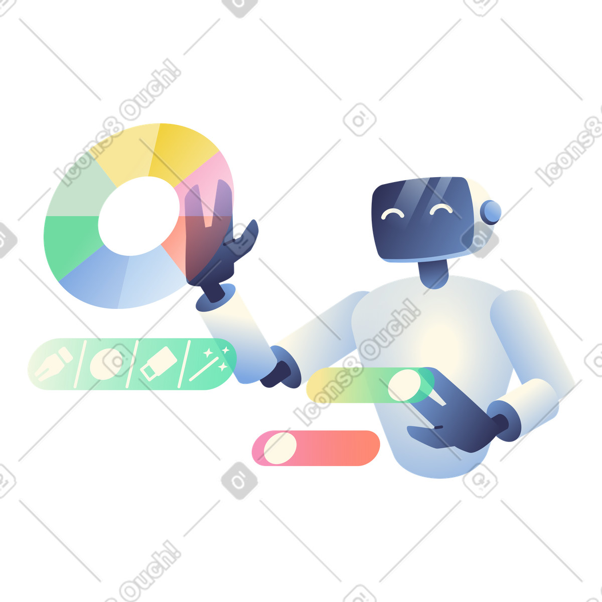 Intelligenza artificiale che crea design illustrazione animata in stile Beam scaricabile in GIF, Lottie (JSON), AE
