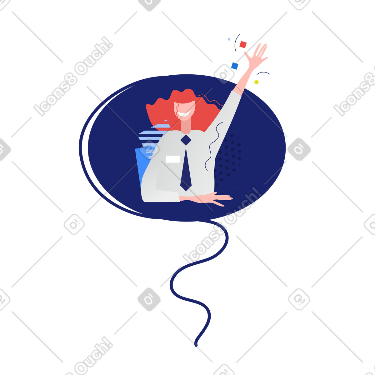 Support-mitarbeiter winkt mit der hand-Illustration im Clip-Stil als Download in PNG, SVG