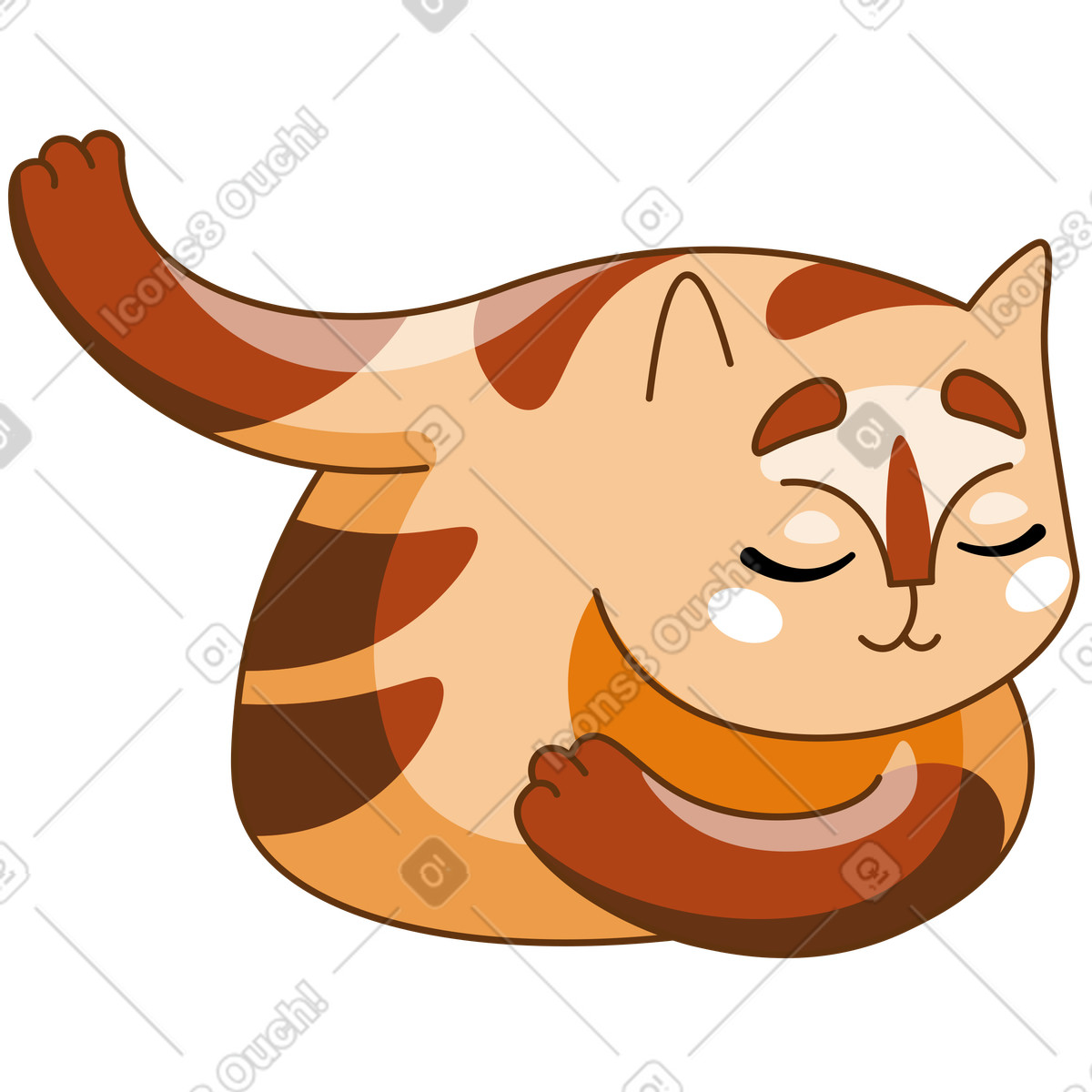 Illustration Chat s'inclinant pour dire merci dans le style Kitekat à télécharger aux formats PNG, SVG