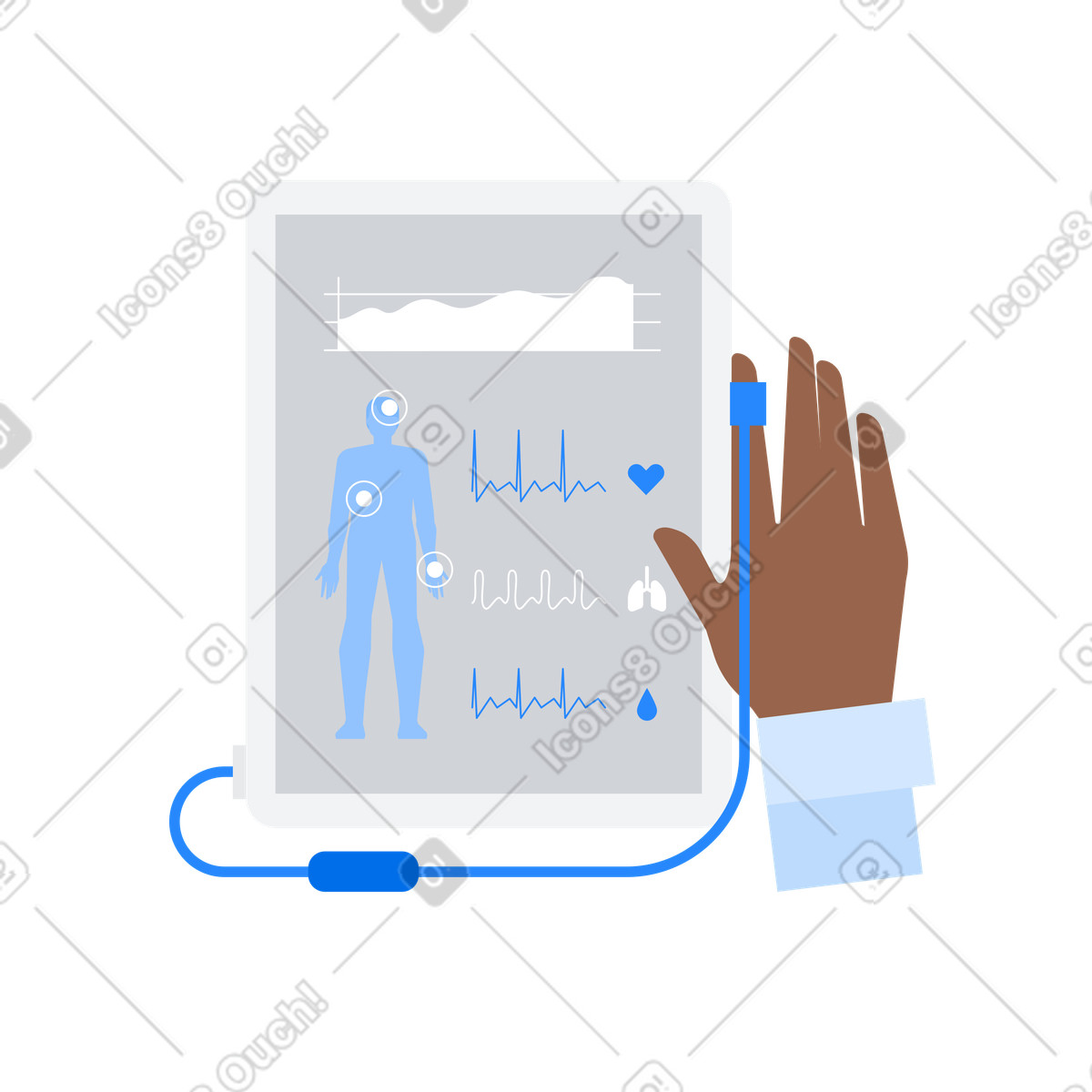 Ilustración Autocontrol médico en estilo Urban a descargar en PNG y SVG