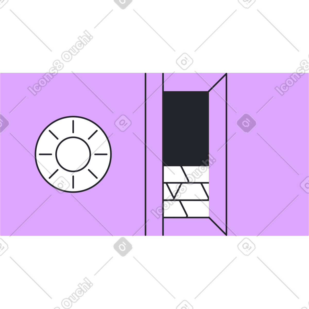 Ilustração de Cofre roxo ligeiramente aberto com barras ouro em no estilo Grapy para baixar em PNG, SVG