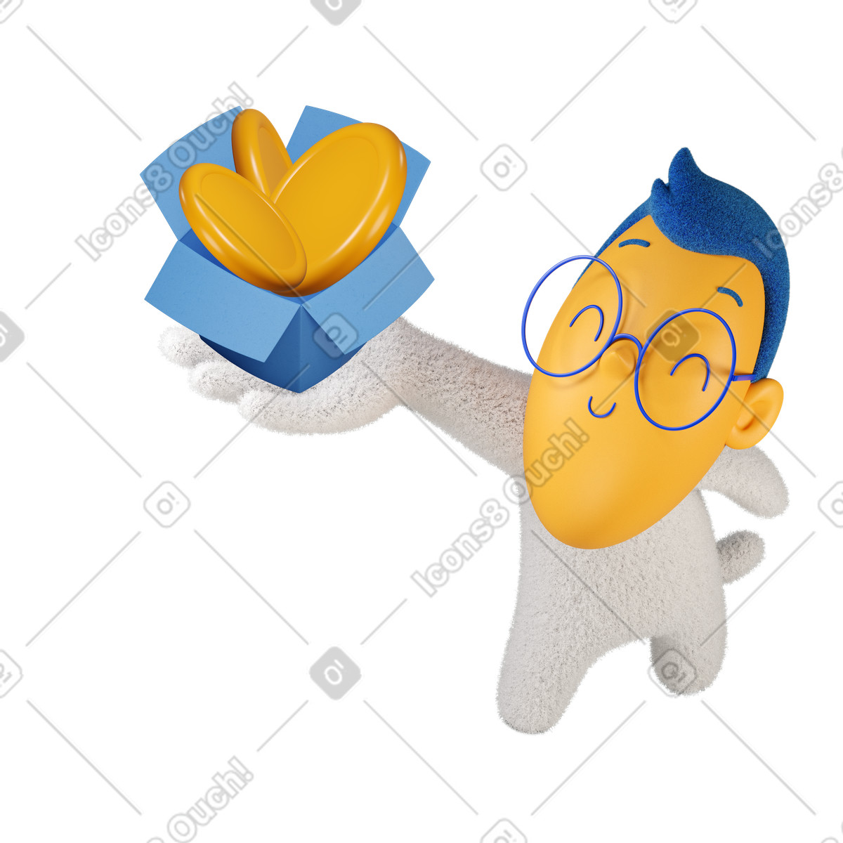 Ilustración Man showing profit proudly en estilo 3D Buddy a descargar en PNG y SVG