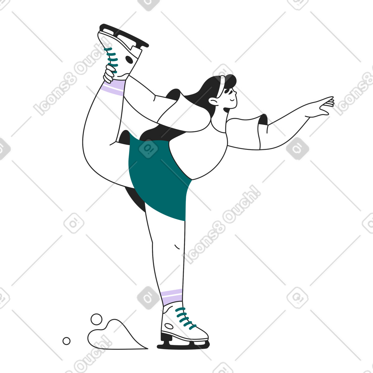 Sammy Line スタイルの Figure skating performance, Ice training or competition のイラストをPNG、SVG形式でダウンロード