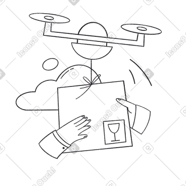 Drone delivered a package to a person PNG, SVG