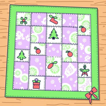 A traditional quilt with each square representing a different day of the advent