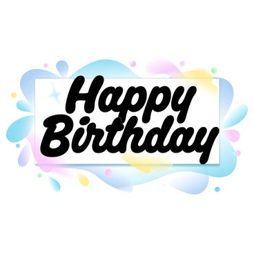 A large rectangular birthday banner is filled with vibrant splashes of paint in various colors, including blue, pink, yellow, and green. The background features a pattern of dynamic artistic brush strokes that create a sense of movement. Positioned centrally on the banner is the phrase "Happy Birthday" in bold, playful lettering that stands out against the colorful backdrop. Confetti shapes in multiple colors are scattered around the edges of the banner, adding to the festive atmosphere.