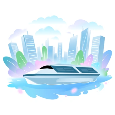 A futuristic grain barge with a streamlined, aerodynamic design is smoothly gliding through a vibrant cityscape. The barge is equipped with large solar panels mounted on its surface, reflecting sunlight. Surrounding the barge are towering skyscrapers with innovative architecture, showcasing a blend of glass and metallic materials, while lush greenery is integrated into the buildings. The scene captures a bright atmosphere, illuminated by the soft glow of ambient light throughout the city. In the background, a clear sky adds a serene touch to the bustling urban environment.