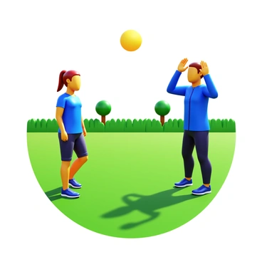 A coach wearing a sports tracksuit is demonstrating calf raise drills to a young athlete. The athlete, dressed in athletic gear, stands on a grassy field, focusing intently on the coach's instructions. The sun is shining brightly, casting clear shadows on the ground. In the background, there are a few trees lining the edge of the field, and the grass is lush and green. The coach's arms are raised, indicating proper form, while the young athlete mirrors the movements carefully.