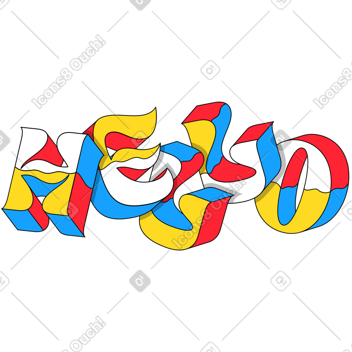 Ilustração de Letras olá em texto estilo 3d no Lettering para baixar PNG, SVG
