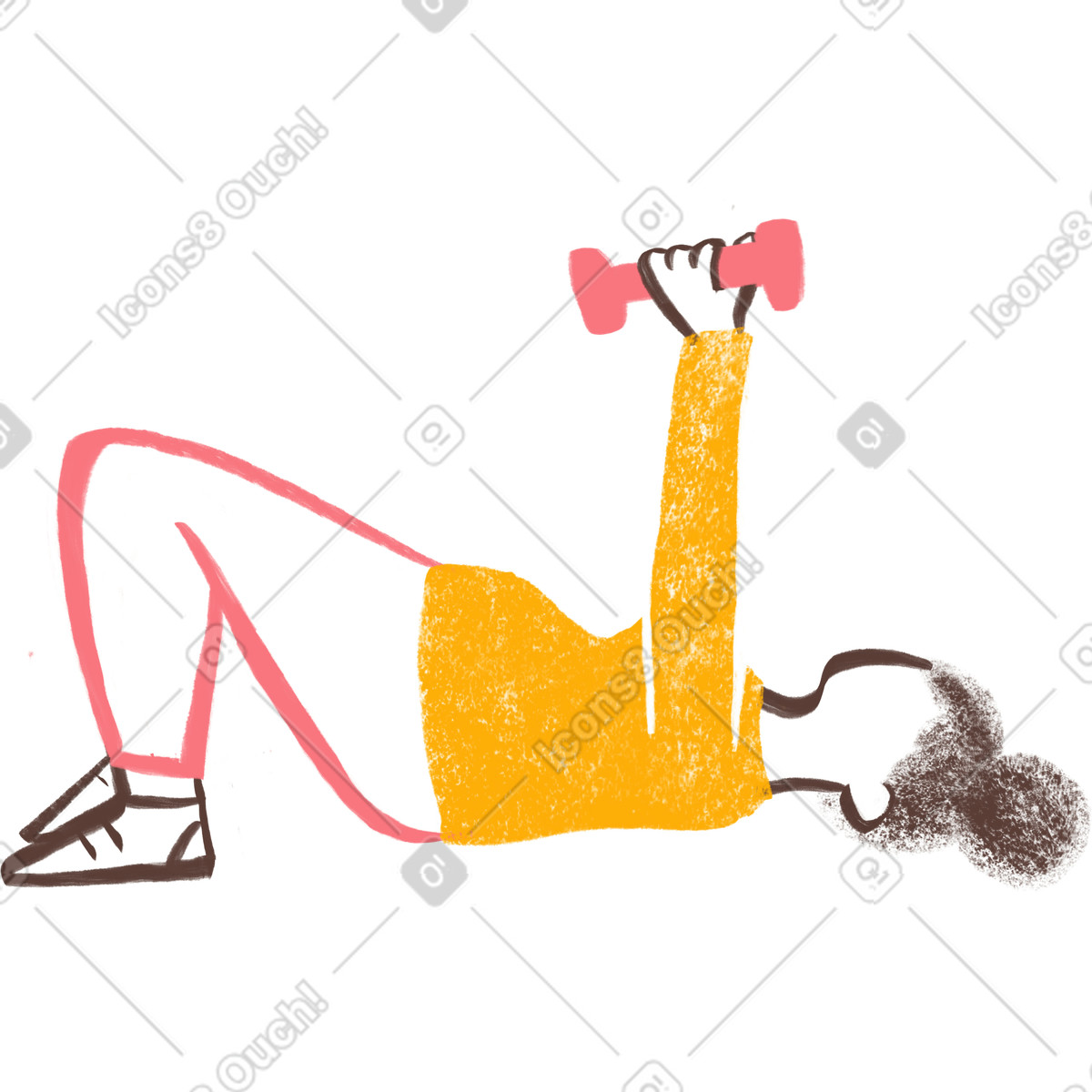 Frau, die auf dem boden liegt und mit gewichten trainiert-Illustration im Company-Stil als Download in PNG, SVG