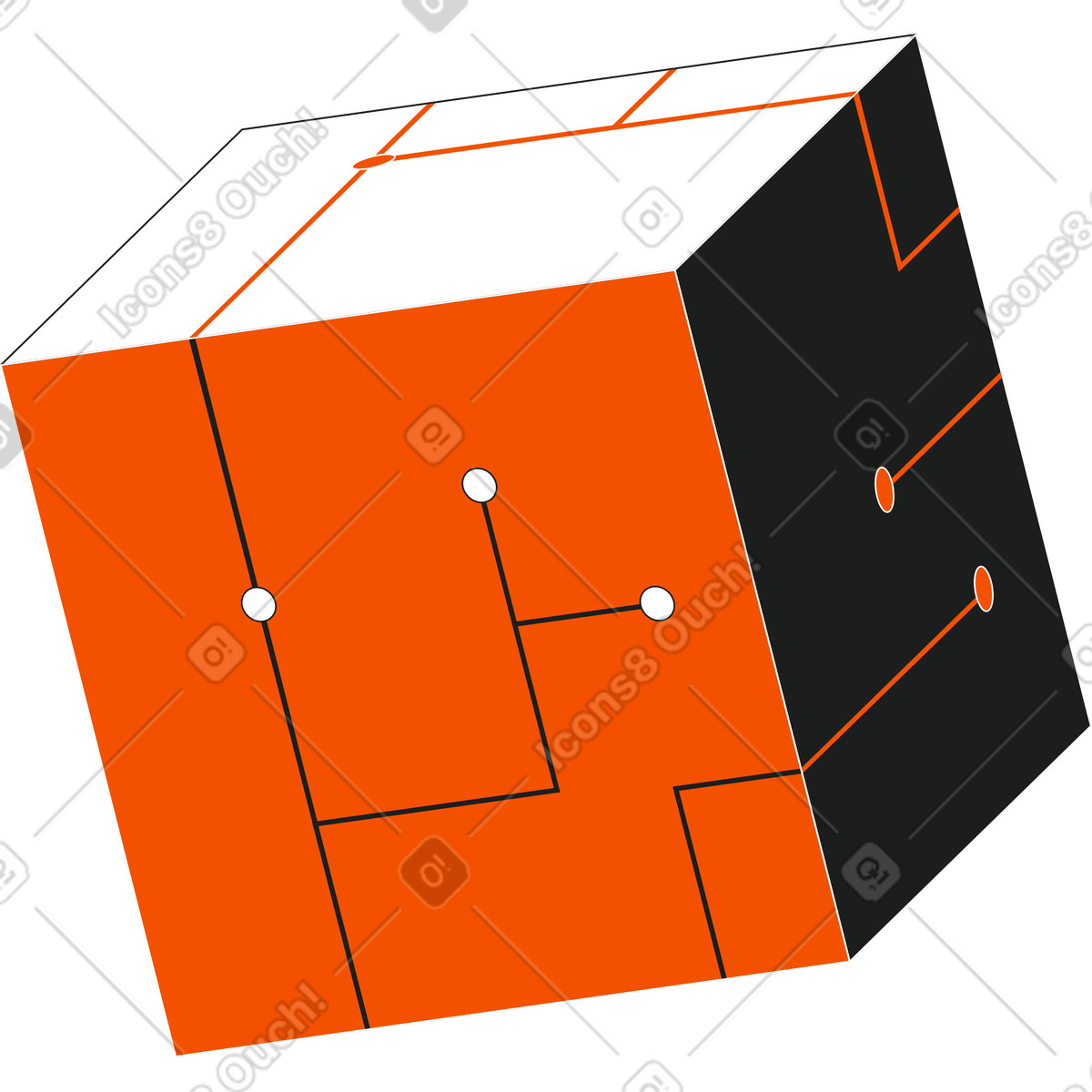 Ilustración Cubo con circuitos integrados en estilo Strict a descargar en PNG y SVG