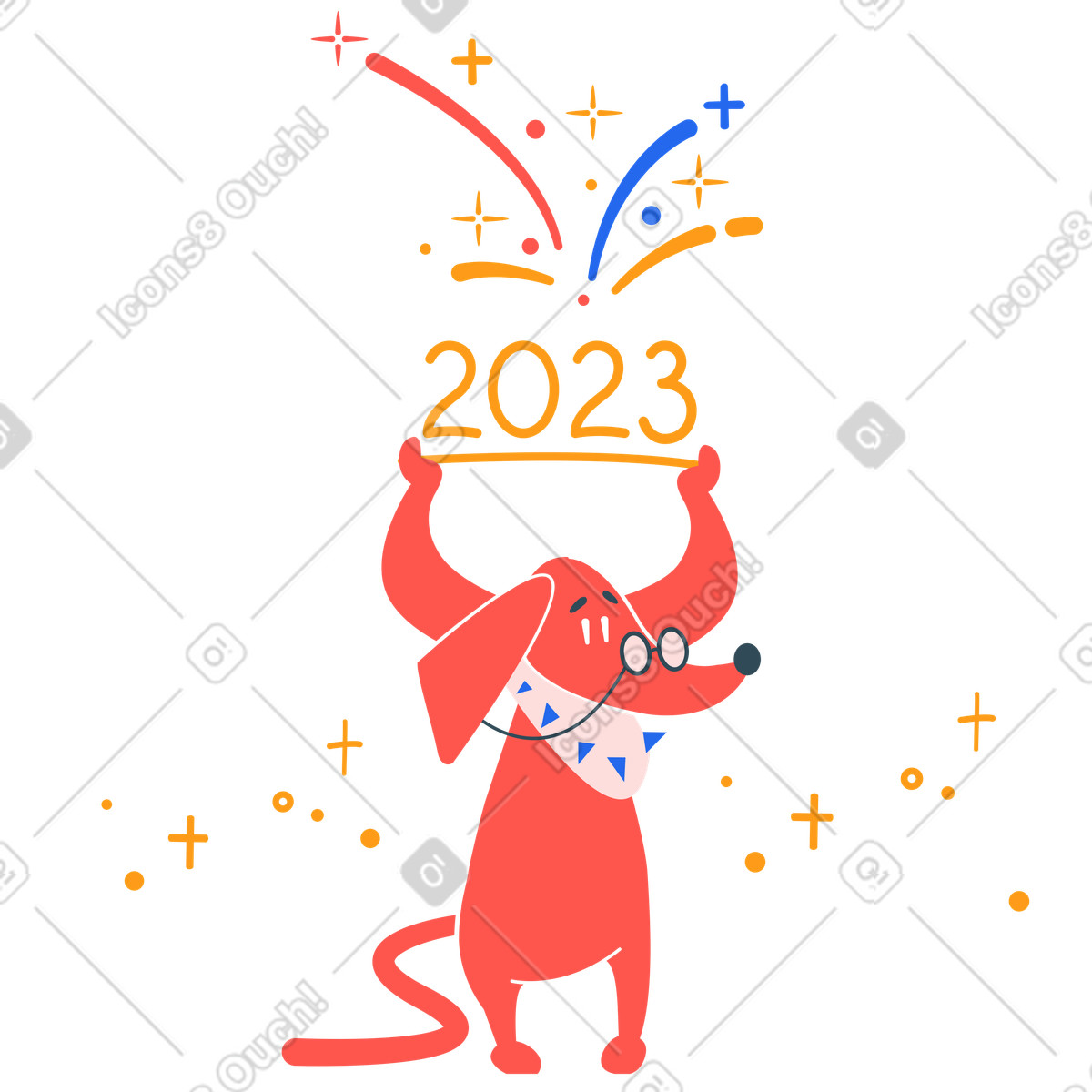 New year two thousand and twenty three illustration in Kingdom style download in PNG, SVG