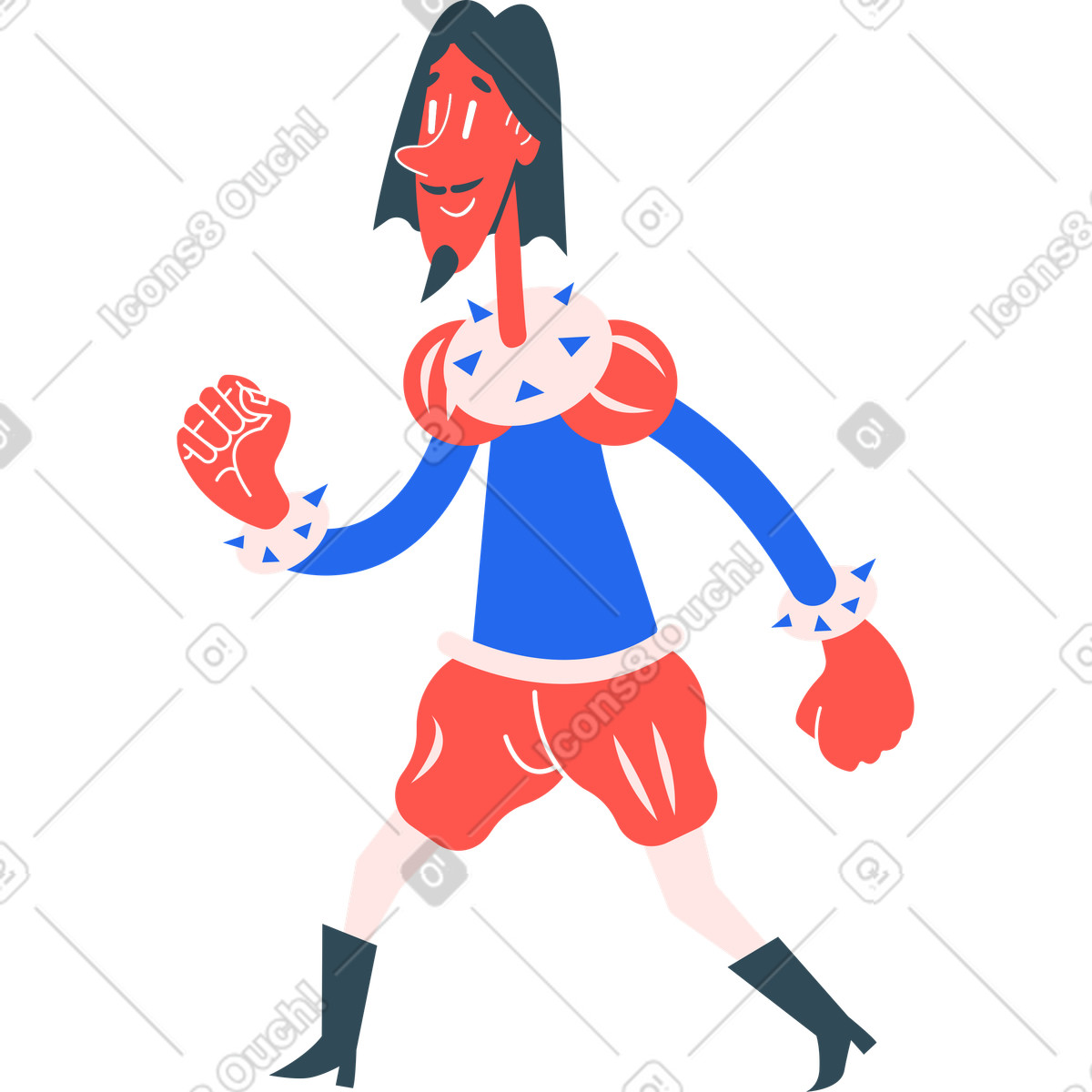 Ilustración Hombre caminando en estilo Kingdom a descargar en PNG y SVG