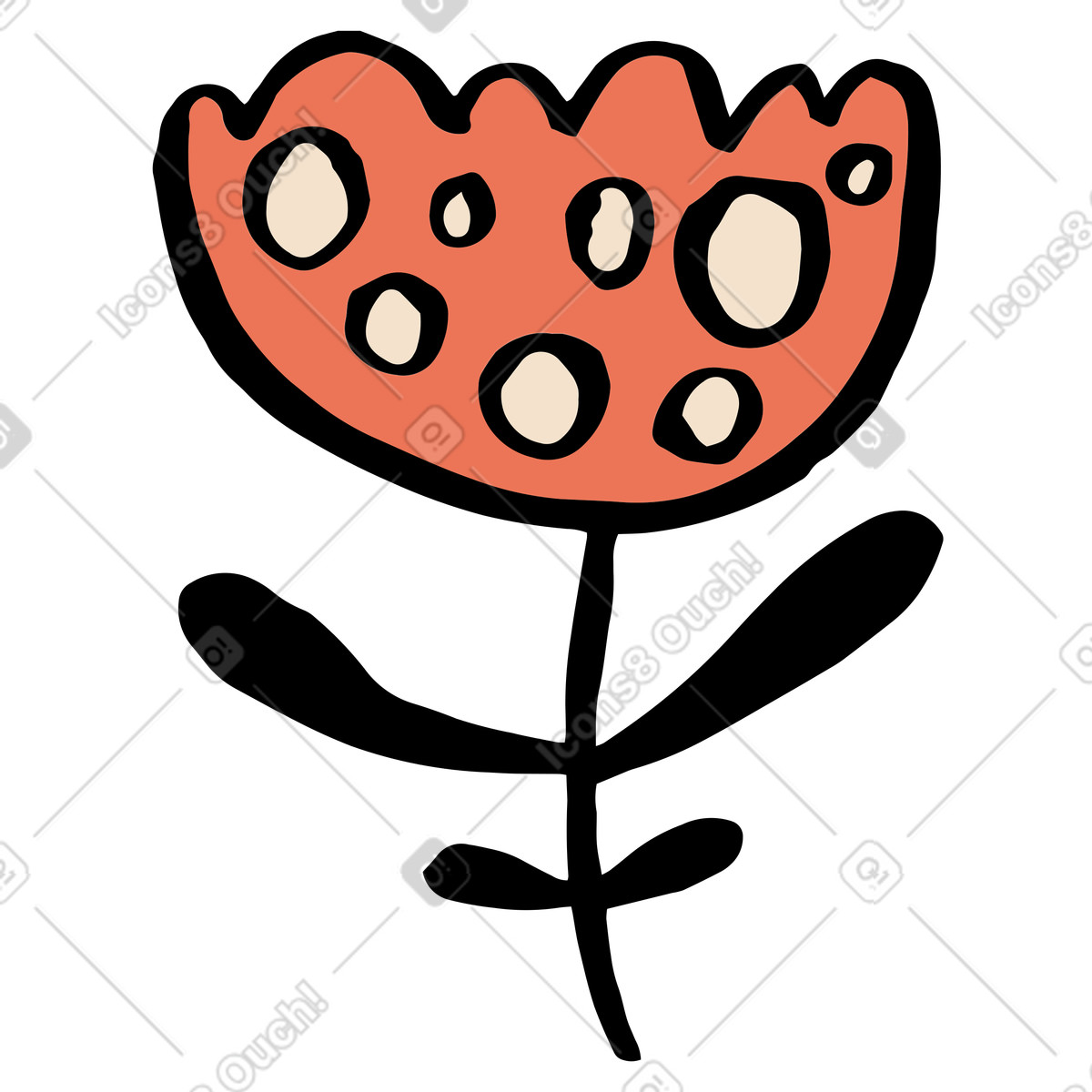 Illustration Coral-colored flower with beige spots dans le style Scandi à télécharger aux formats PNG, SVG