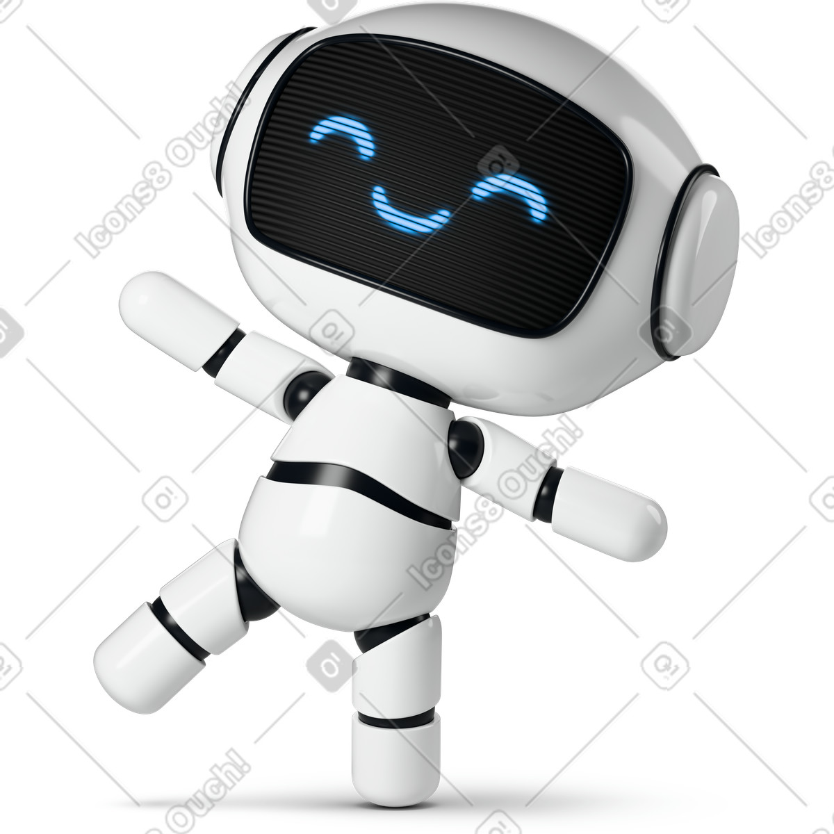 下载 3D Business 风格的 Happy cute robot 插画，支持 PNG、SVG 格式