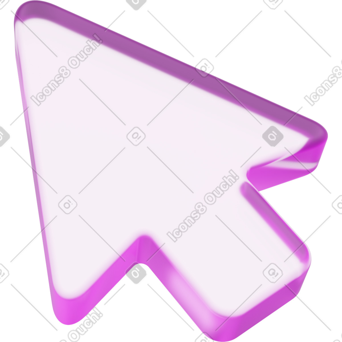 Cursor arrow, pink glass pointer, navigation symbol illustration in PNG, SVG