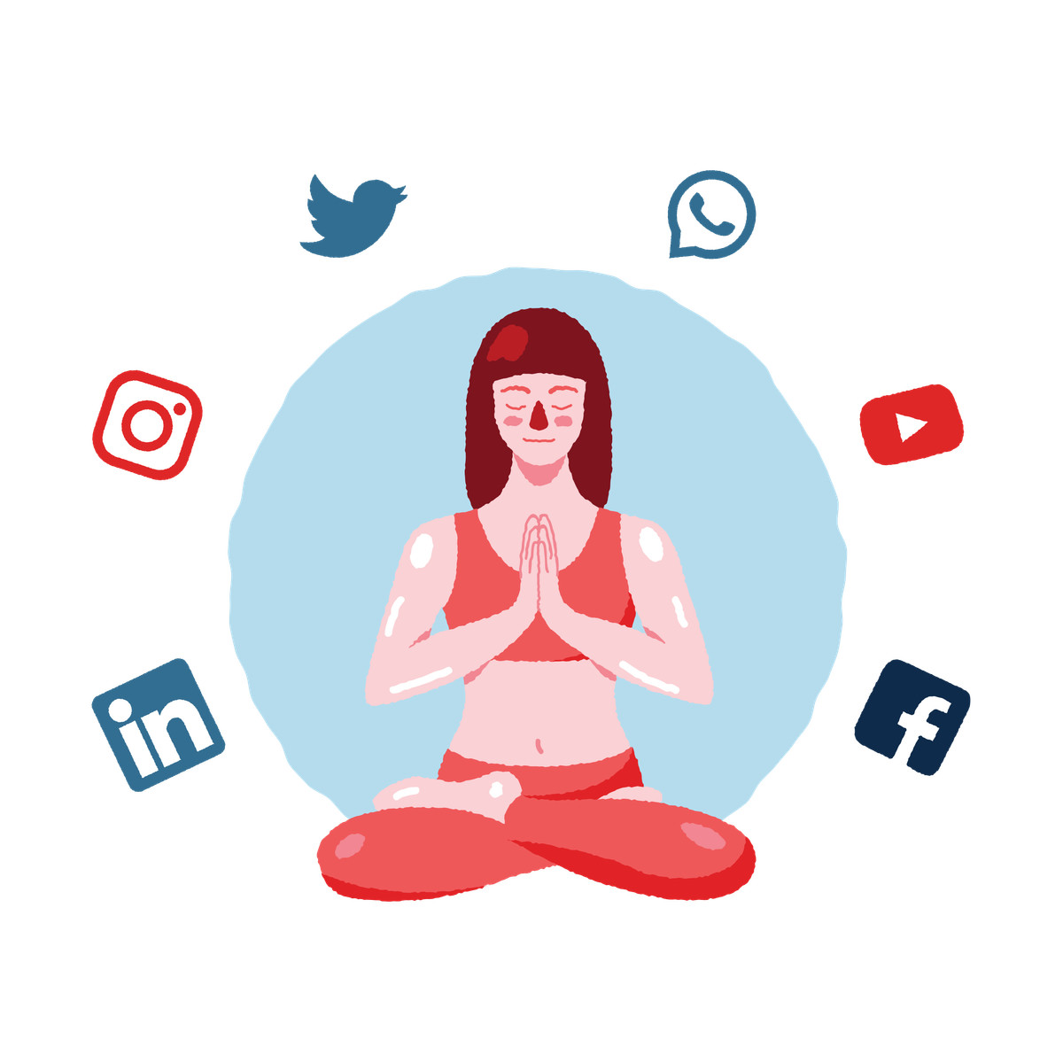 Woman spends a day without social media illustrazione in stile Cherry scarica in PNG, SVG