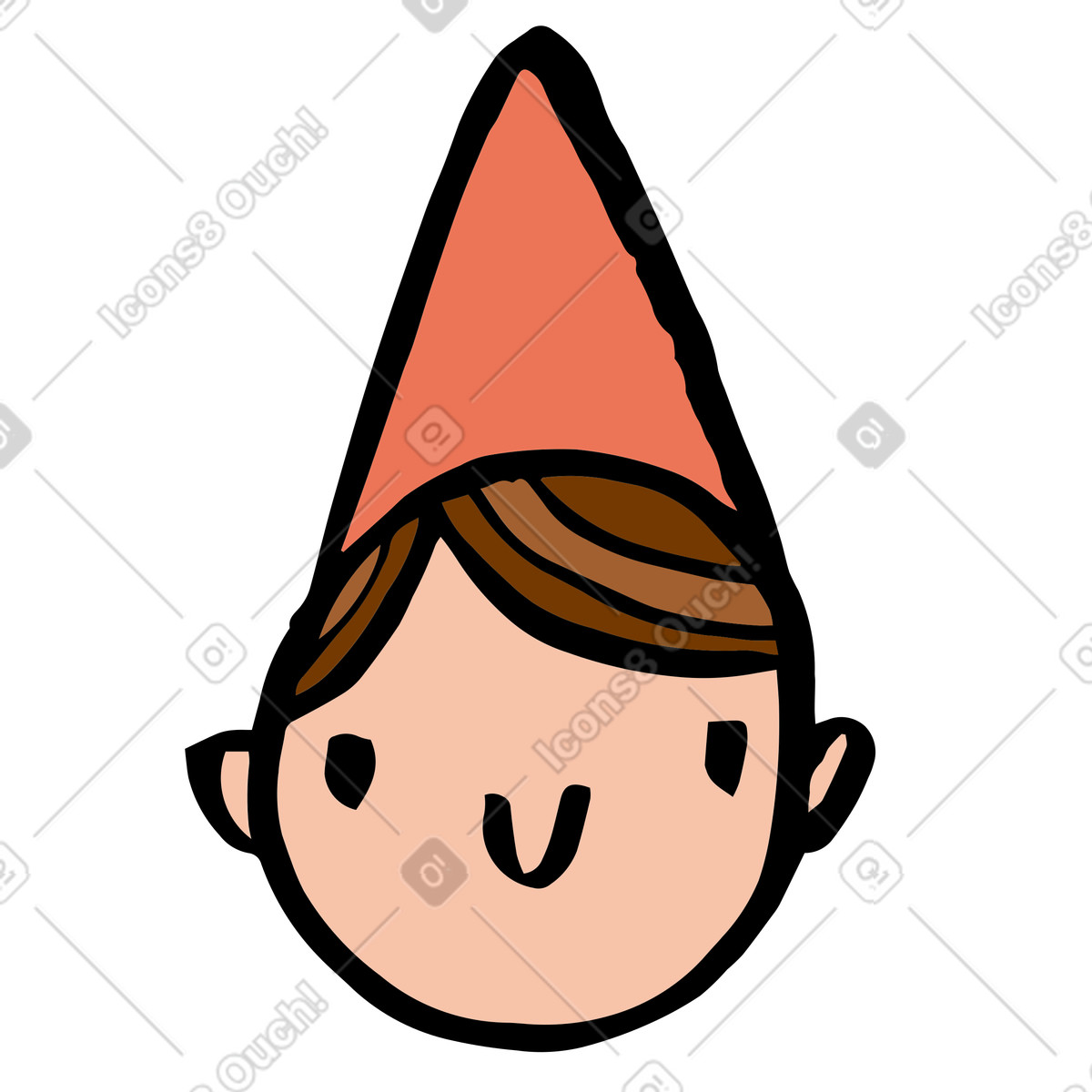 Boy in conical cap illustration Scandi style download PNG, SVG