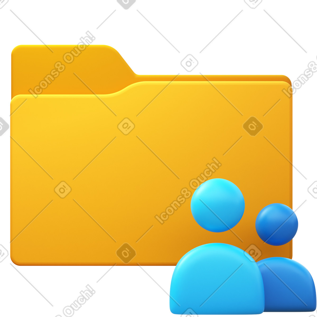 Group folder illustration in 3D Fluency style download in PNG, SVG