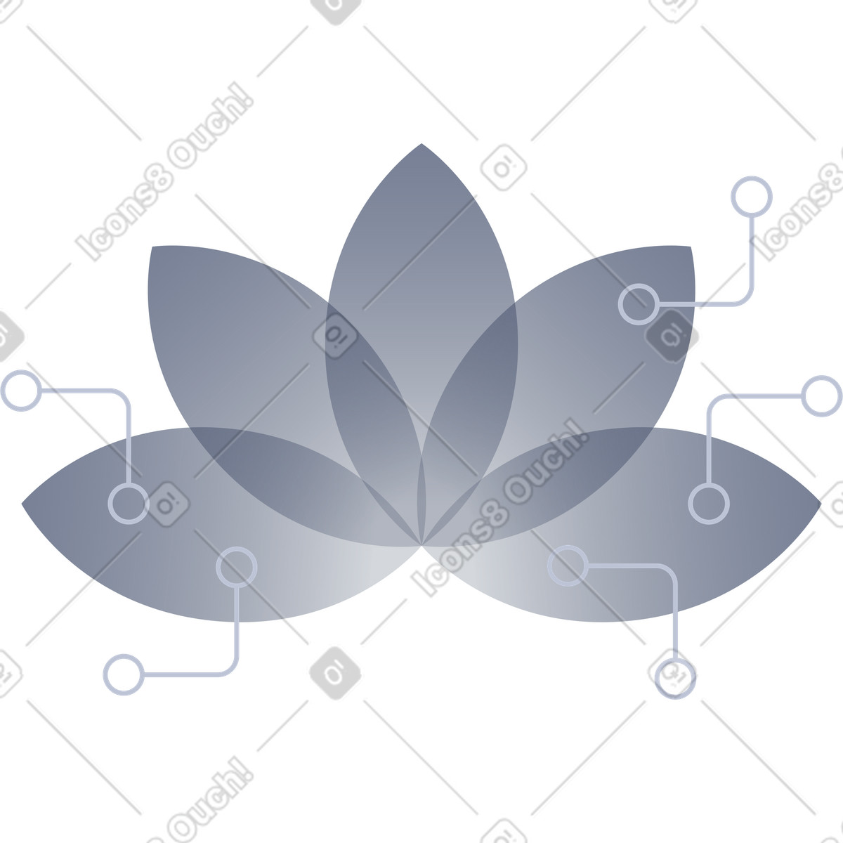 Illustration Symbole du lotus numérique dans le style Lucent à télécharger aux formats PNG, SVG