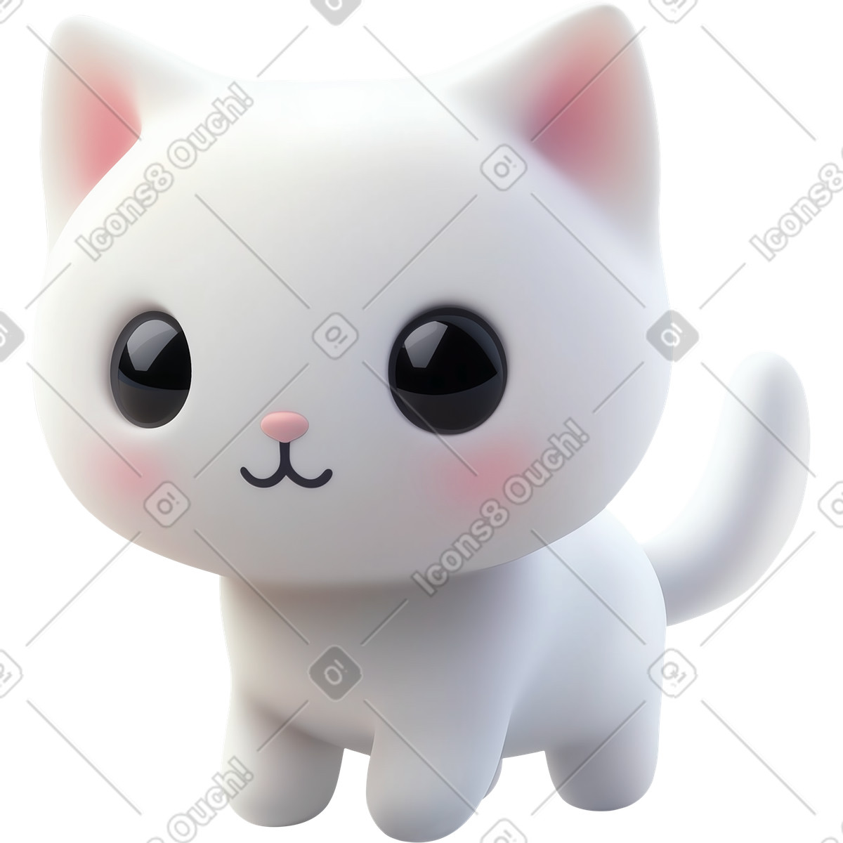 3D Cutie スタイルの White cat のイラストをPNG、SVG形式でダウンロード
