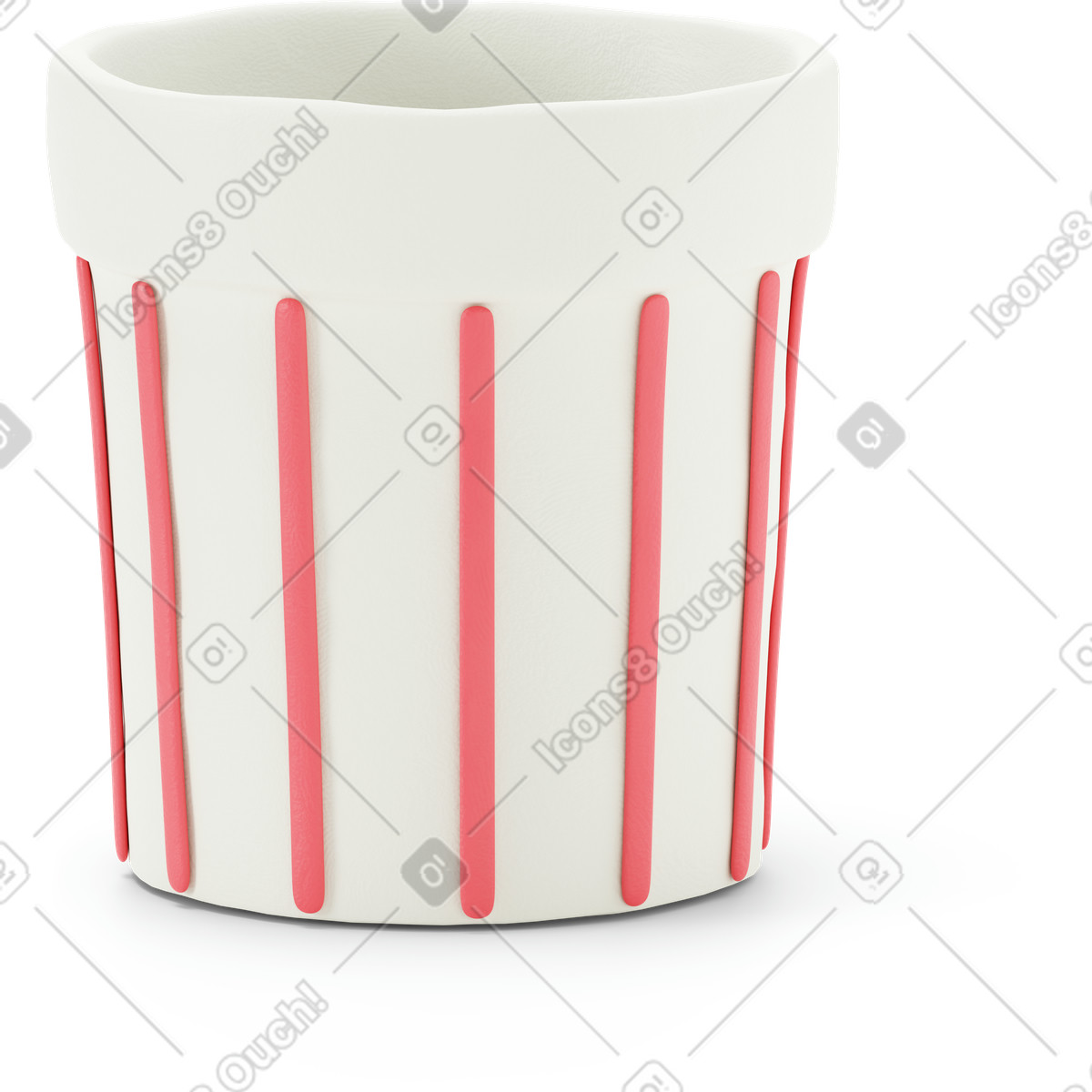 3D Stripy 스타일의 줄무늬 흰색과 빨간색 휴지통 일러스트레이션 PNG, SVG 다운로드