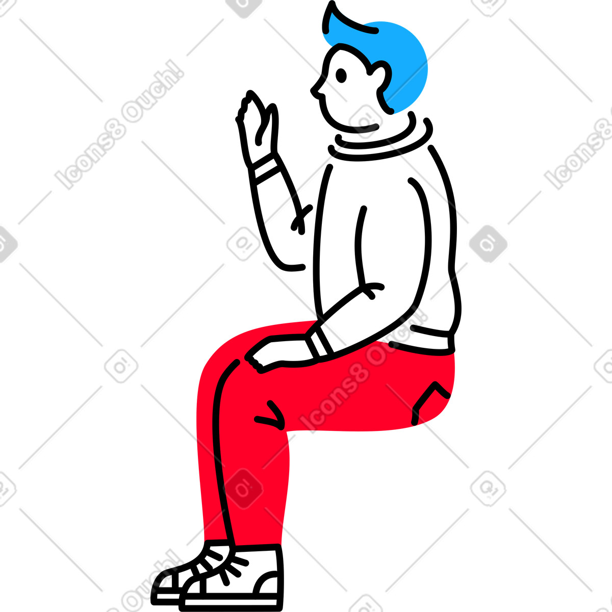 Ilustração de Homem sentado em no estilo Transistor para baixar em PNG, SVG