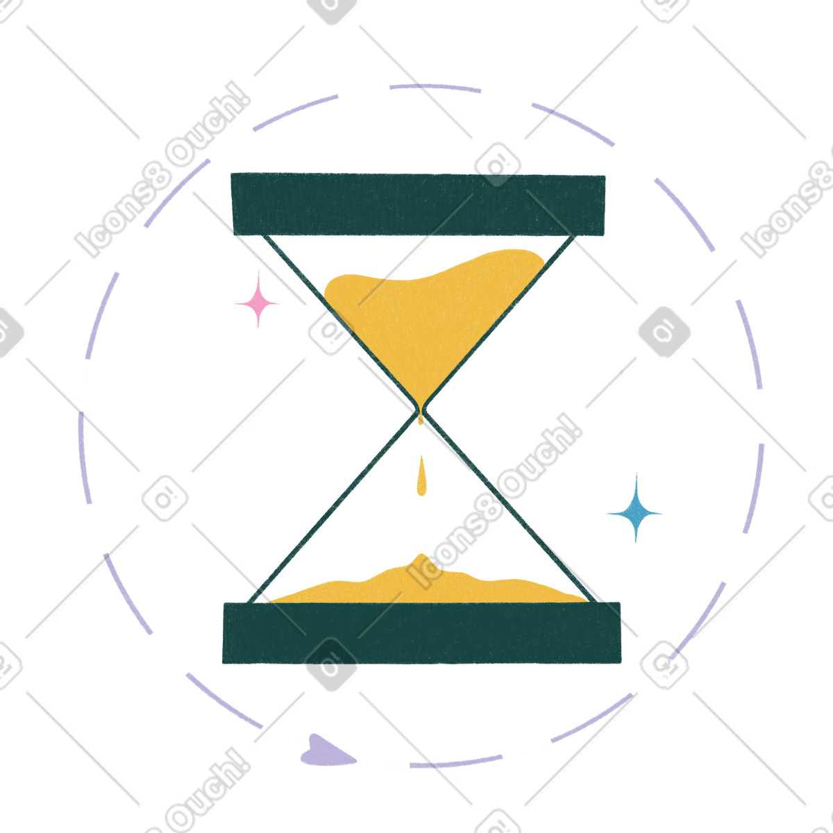 Waiting sandglass illustration in PNG, SVG