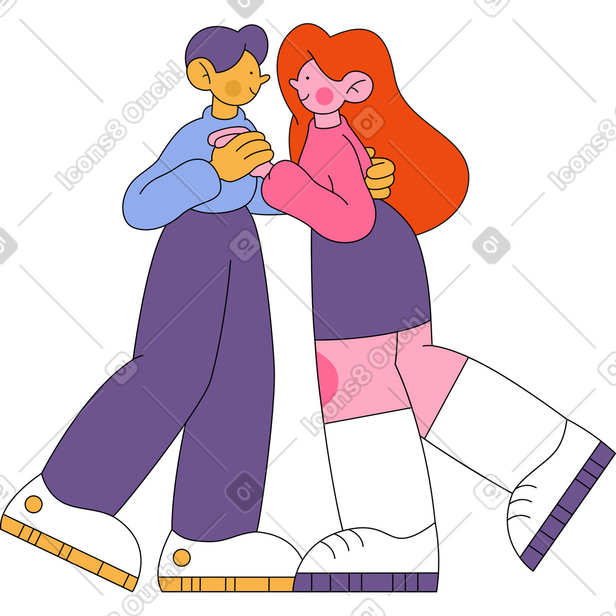 Bloom スタイルの 男と女のスローダンス のイラストをPNG、SVG形式でダウンロード