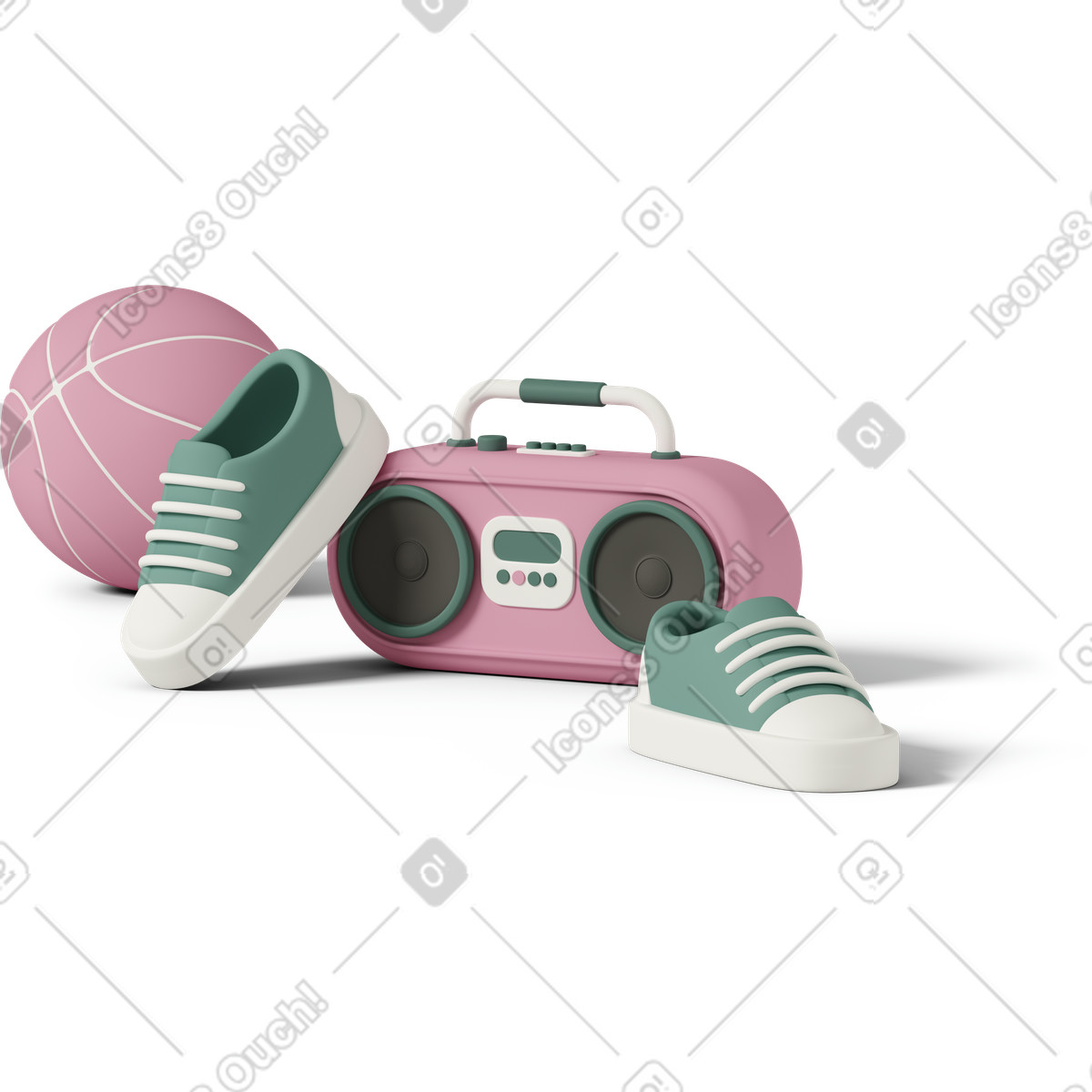 Ilustração de Sneakers and tape recorder em PNG e SVG