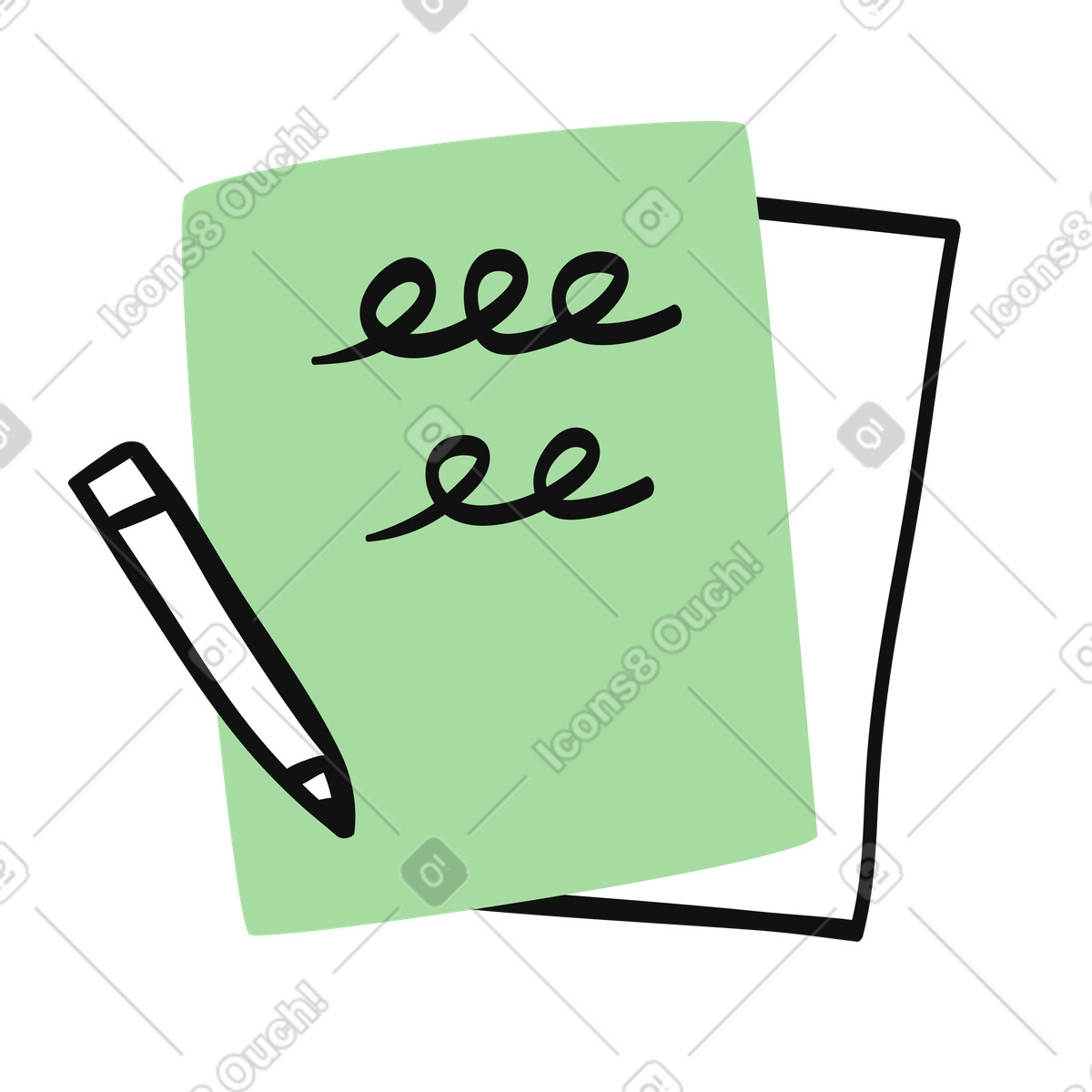 Study notes on paper with pen and minimal scribble marks illustrazione in stile Organic scarica in PNG, SVG