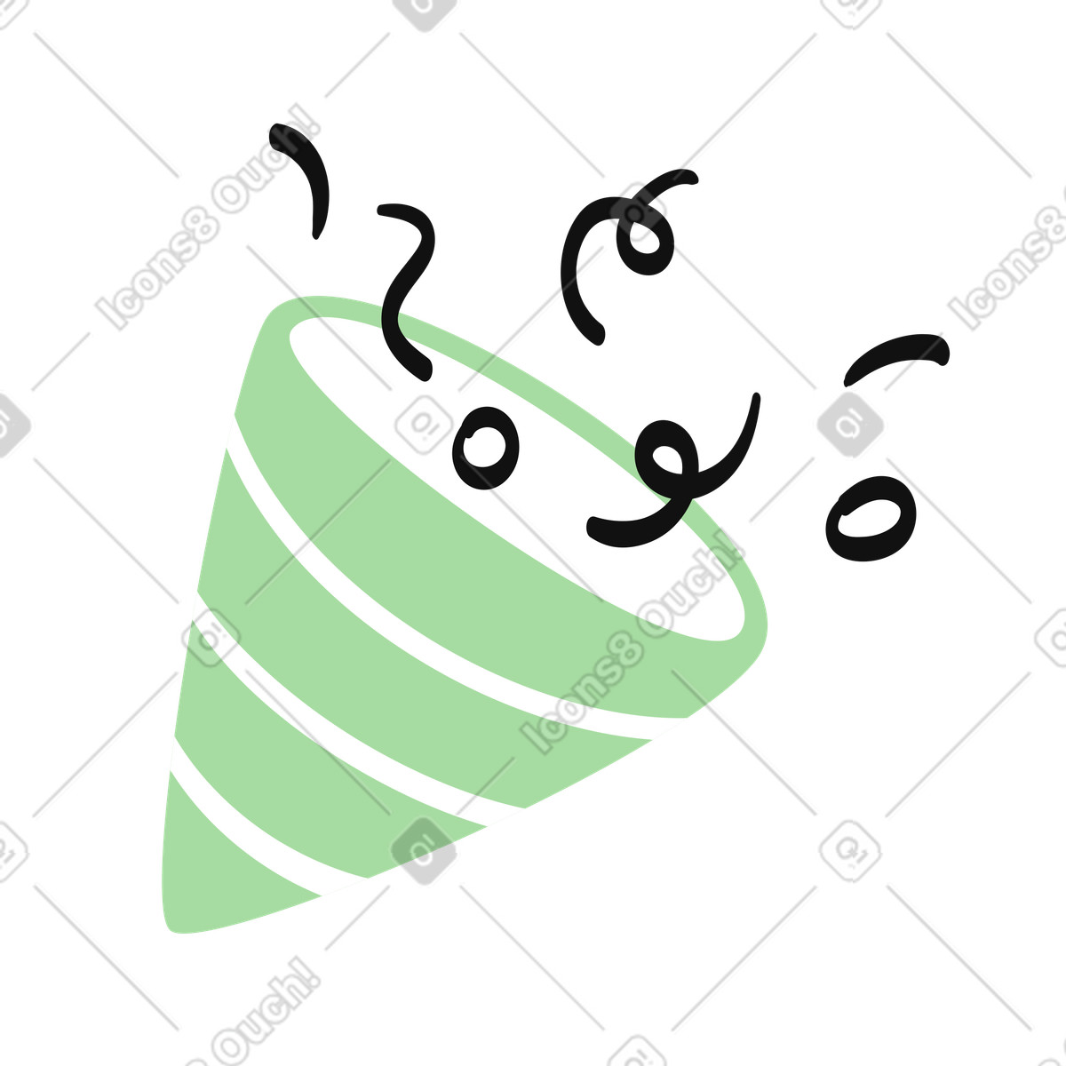 Organic スタイルの Confetti popper cone with curly streamers celebrating party event のイラストをPNG、SVG形式でダウンロード