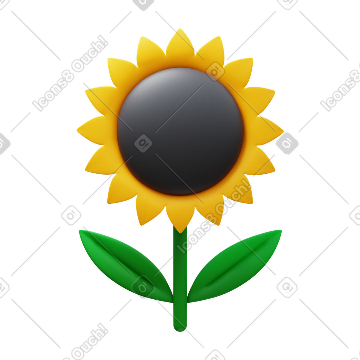3D Fluency 스타일의 Sunflower 일러스트레이션 PNG, SVG 다운로드