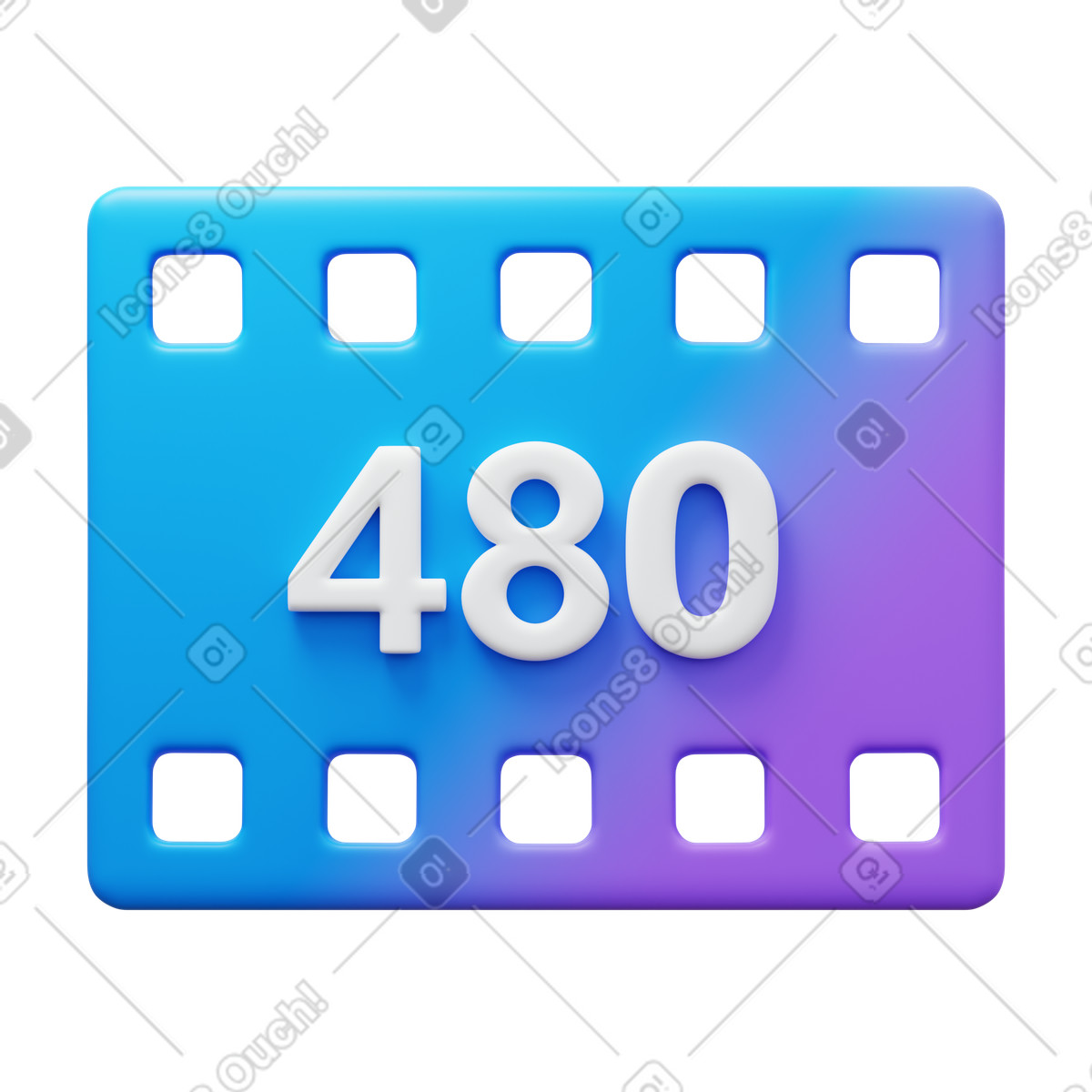 480p illustration in 3D Fluency style download in PNG, SVG