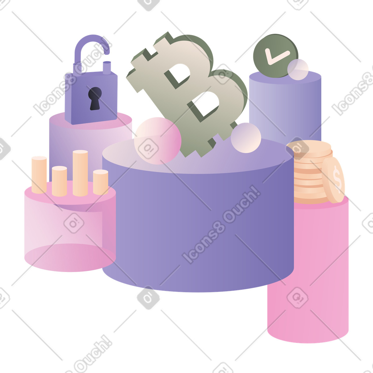 Crypto safety and cybersecurity for cryptocurrency animated illustration in GIF, Lottie (JSON), AE