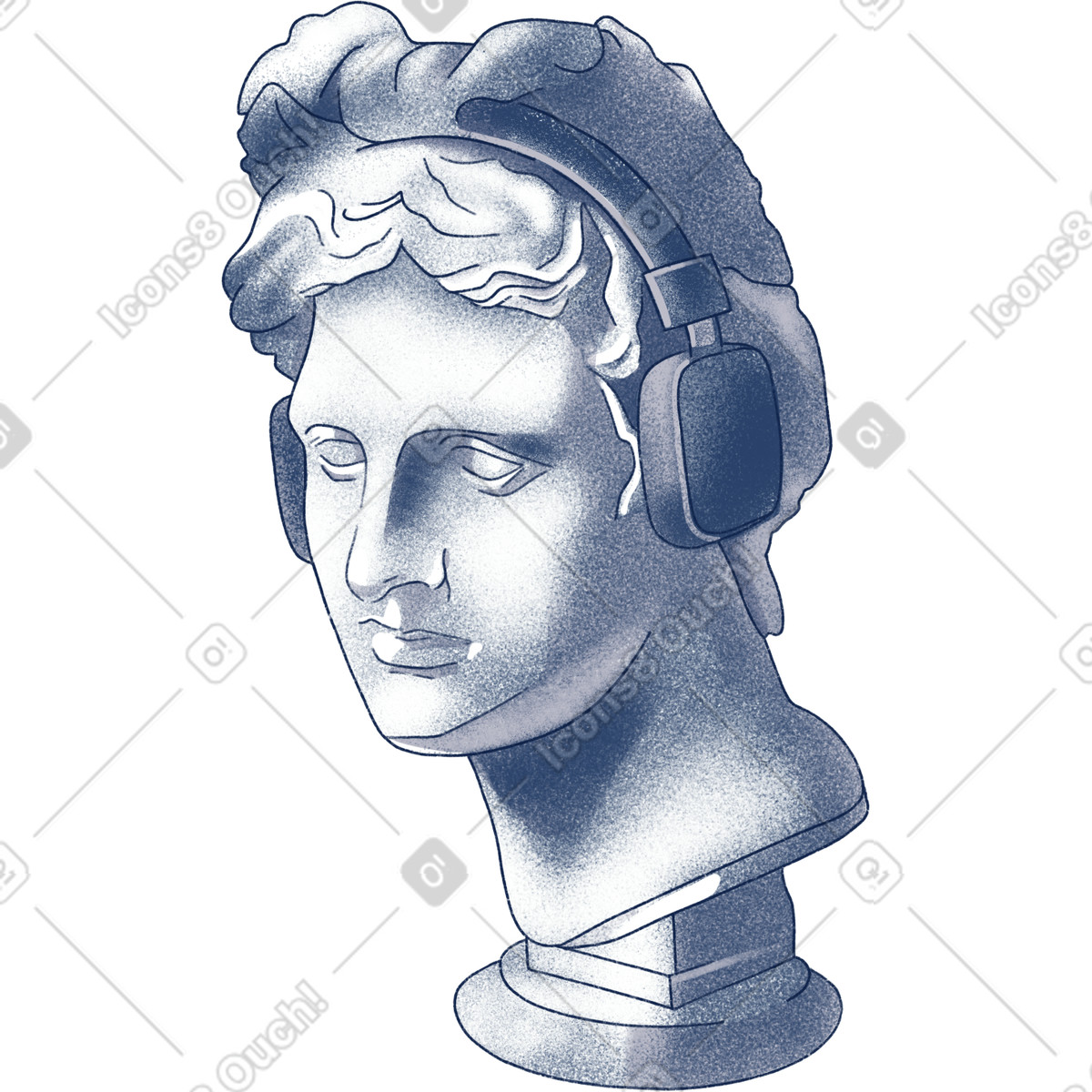Ilustração de Estátua gesso da cabeça david em no estilo Haze para baixar em PNG, SVG