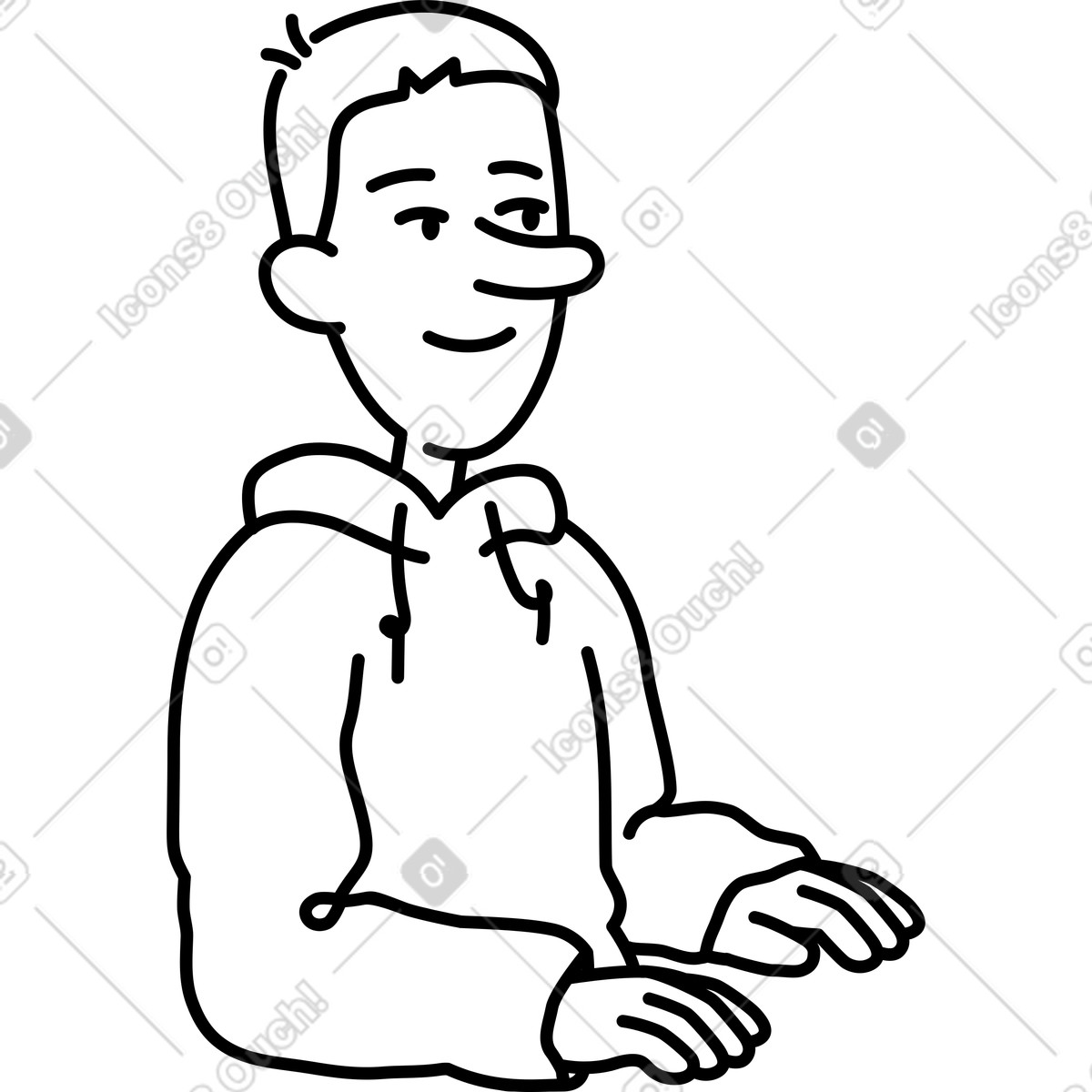 Ilustración Young man smiling en estilo Notes a descargar en PNG y SVG