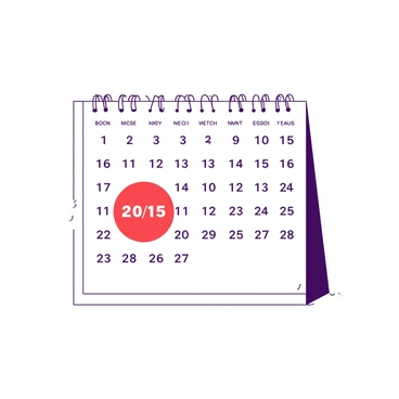 A white wall features a large calendar hanging prominently. The calendar displays various dates, with one significant date marked by a bold red circle. The circle stands out clearly, drawing attention to the importance of the deadline. The surrounding dates are neatly organized, with a simple grid layout that emphasizes the highlighted date.