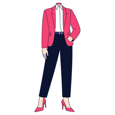 A fashion-forward outfit displayed in a sleek line illustration, emphasizing style and flair.