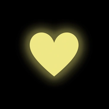 A heart shape, radiating a warm, inviting light. The heart is centrally positioned, with a soft glow that illuminates its edges. The background is dark, contrasting sharply with the brightness of the heart, allowing it to stand out prominently.