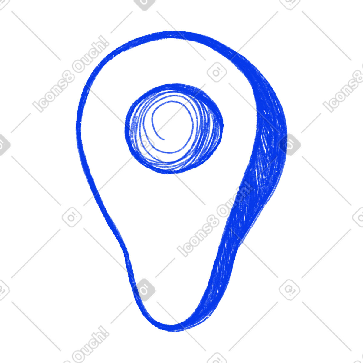 Blue half avocado illustrazione in stile Biro scarica in PNG, SVG